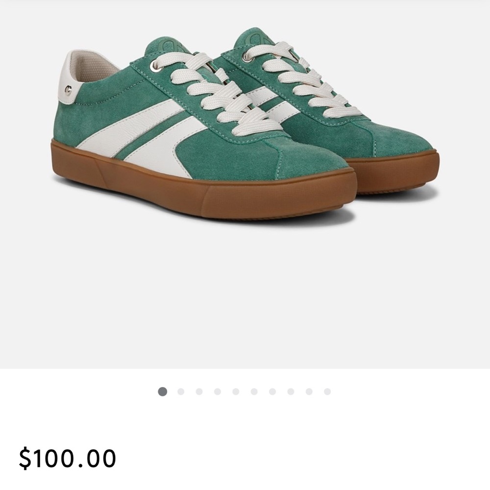 Like New With Box Naturalizer Green and White Medina Suede Sneakers